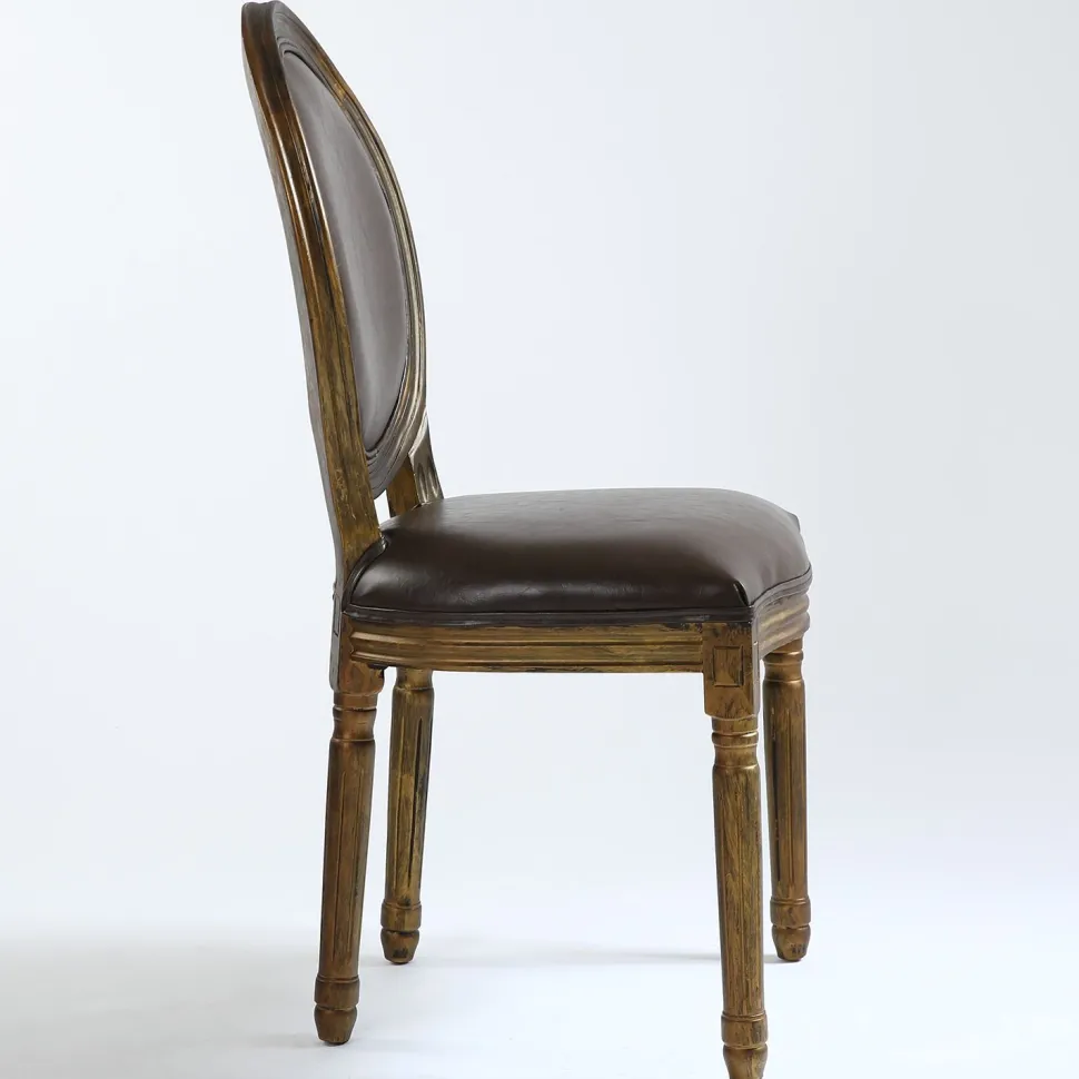 Lot de 20 chaises de style médaillon Louis XVI Simili (P.U) Marron bois patiné Or
