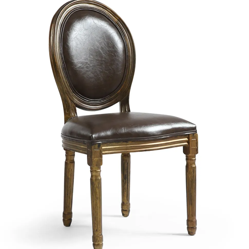 Lot de 20 chaises de style médaillon Louis XVI Simili (P.U) Marron bois patiné Or