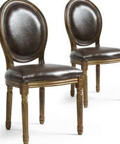 Lot de 20 chaises de style médaillon Louis XVI Simili (P.U) Marron bois patiné Or
