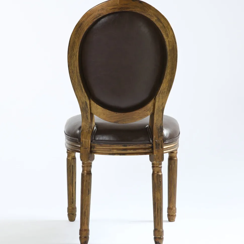 Lot de 20 chaises de style médaillon Louis XVI Simili (P.U) Marron bois patiné Or