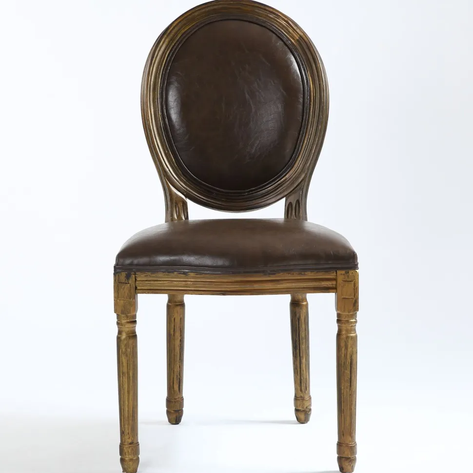 Lot de 20 chaises de style médaillon Louis XVI Simili (P.U) Marron bois patiné Or