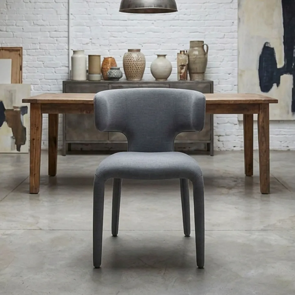 Lot de 2 chaises design dossiers arrondis Cotony Tissu Gris