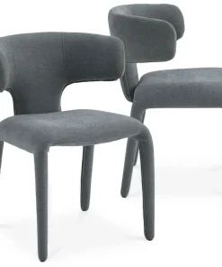 Lot de 2 chaises design dossiers arrondis Cotony Tissu Gris