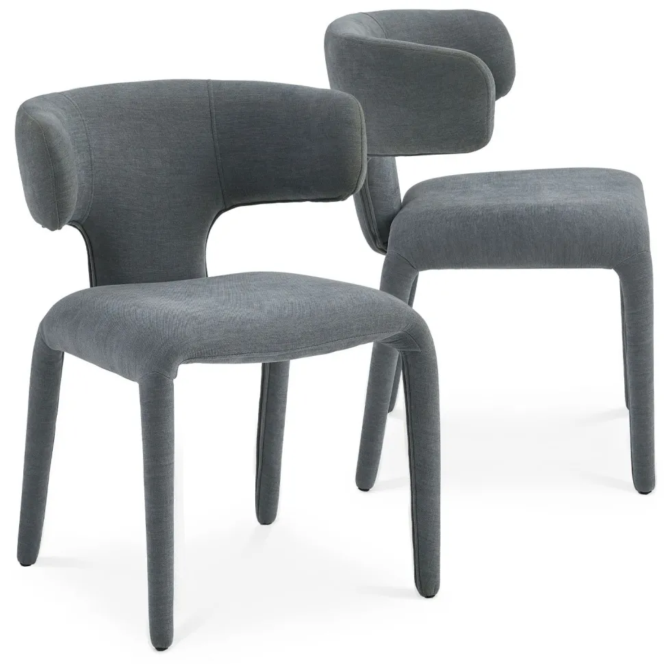 Lot de 2 chaises design dossiers arrondis Cotony Tissu Gris
