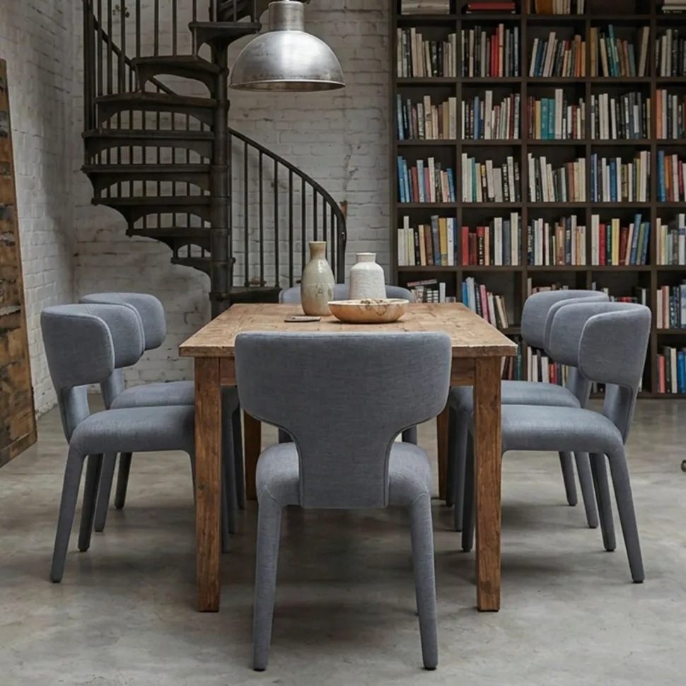 Lot de 2 chaises design dossiers arrondis Cotony Tissu Gris