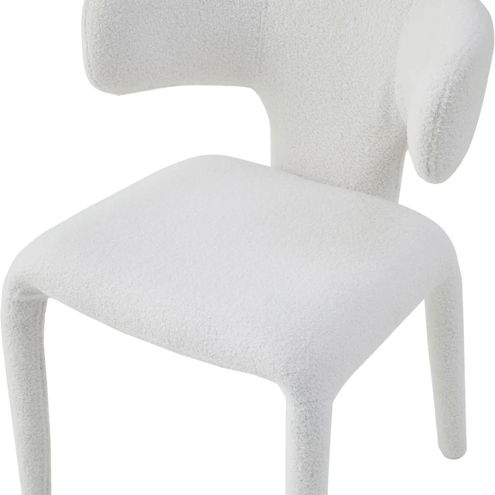 Lot de 2 chaises design dossiers arrondis Cotony Tissu bouclette Blanc