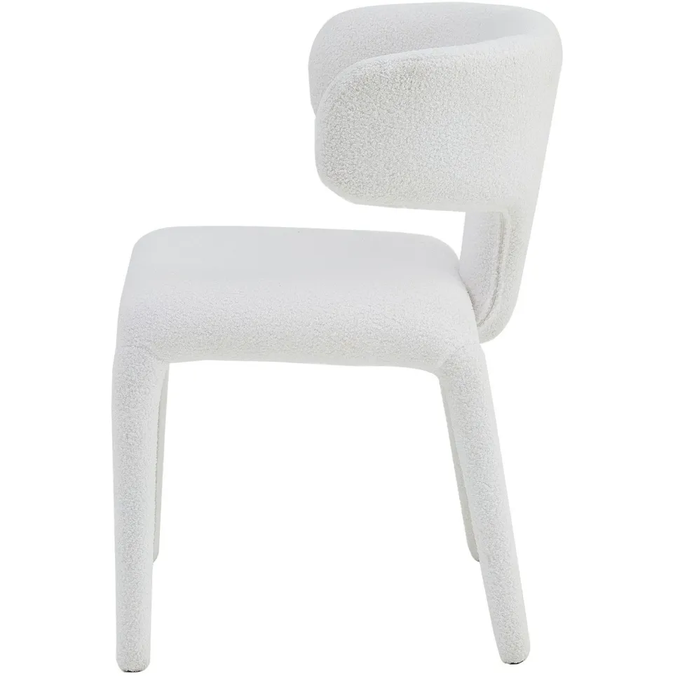 Lot de 2 chaises design dossiers arrondis Cotony Tissu bouclette Blanc