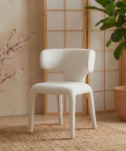 Lot de 2 chaises design dossiers arrondis Cotony Tissu bouclette Blanc