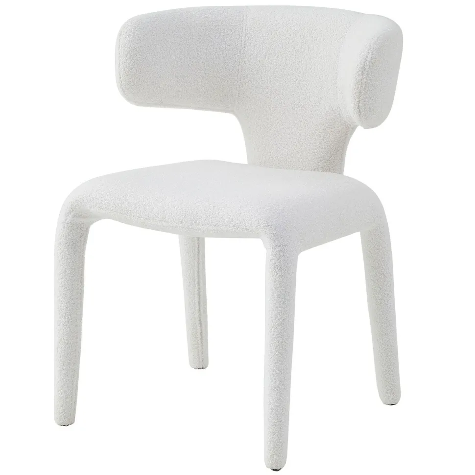 Lot de 2 chaises design dossiers arrondis Cotony Tissu bouclette Blanc
