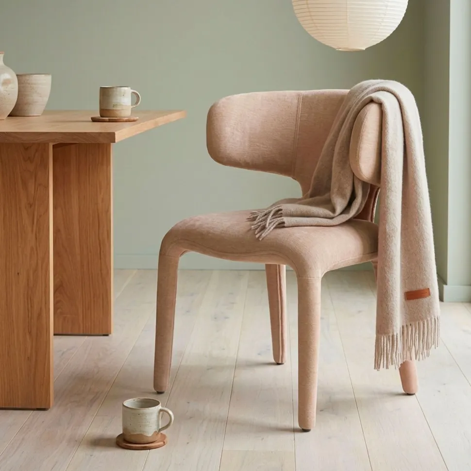 Lot de 2 chaises design dossiers arrondis Cotony Tissu Taupe clair