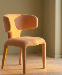 Lot de 2 chaises design dossiers arrondis Cotony Tissu Taupe clair