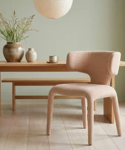 Lot de 2 chaises design dossiers arrondis Cotony Tissu Taupe clair
