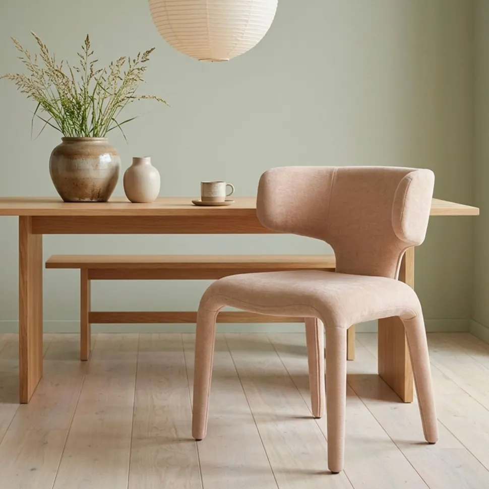 Lot de 2 chaises design dossiers arrondis Cotony Tissu Taupe clair