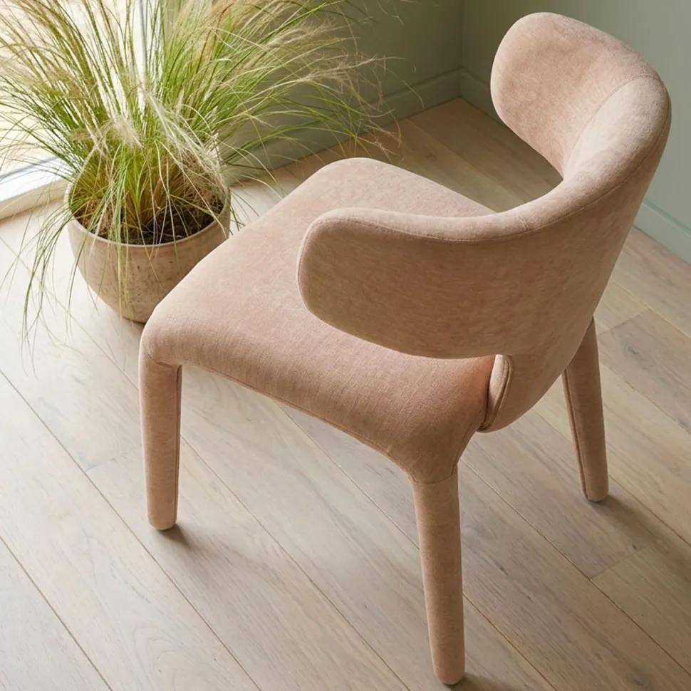 Lot de 2 chaises design dossiers arrondis Cotony Tissu Taupe clair