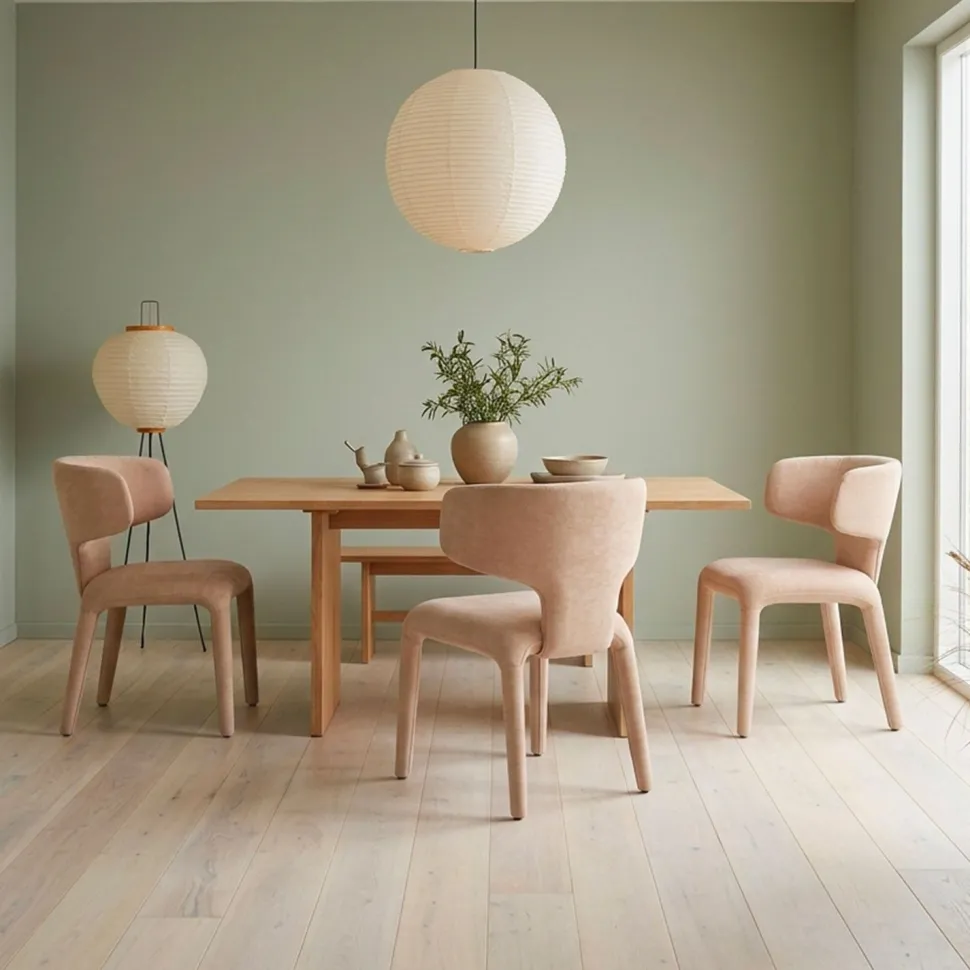 Lot de 2 chaises design dossiers arrondis Cotony Tissu Taupe clair