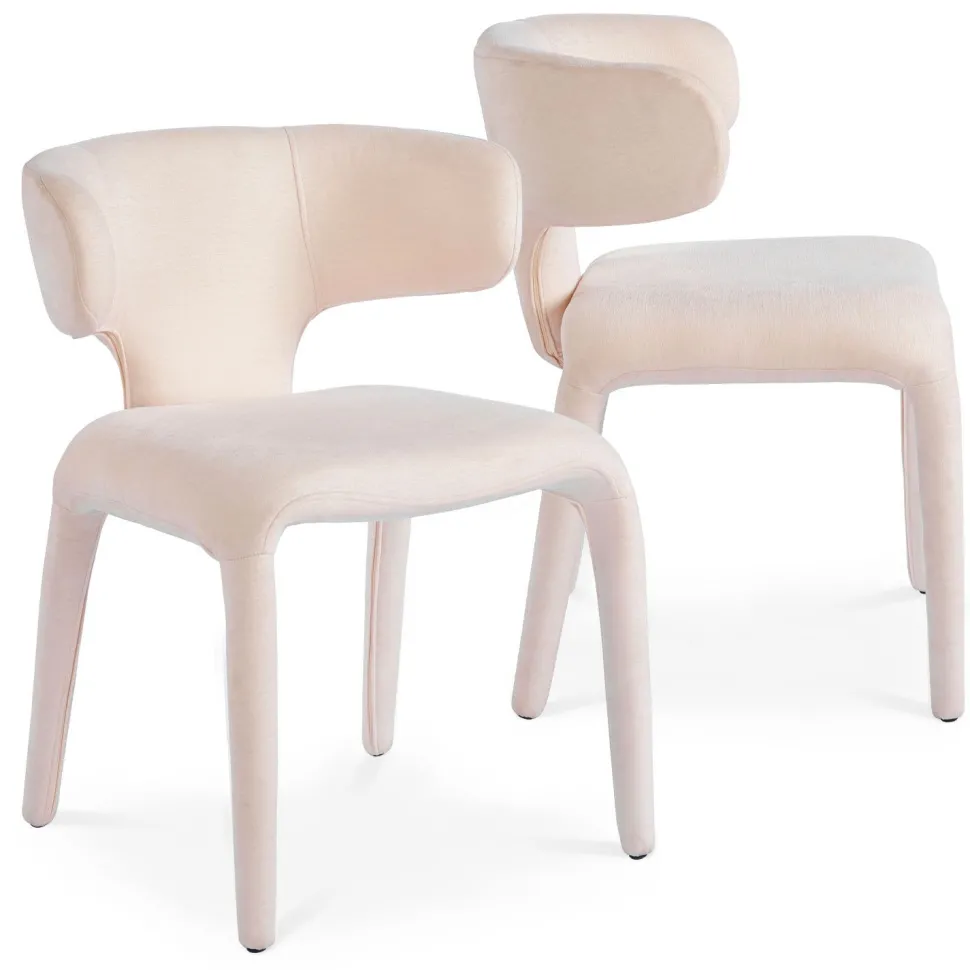Lot de 2 chaises design dossiers arrondis Cotony Tissu Beige