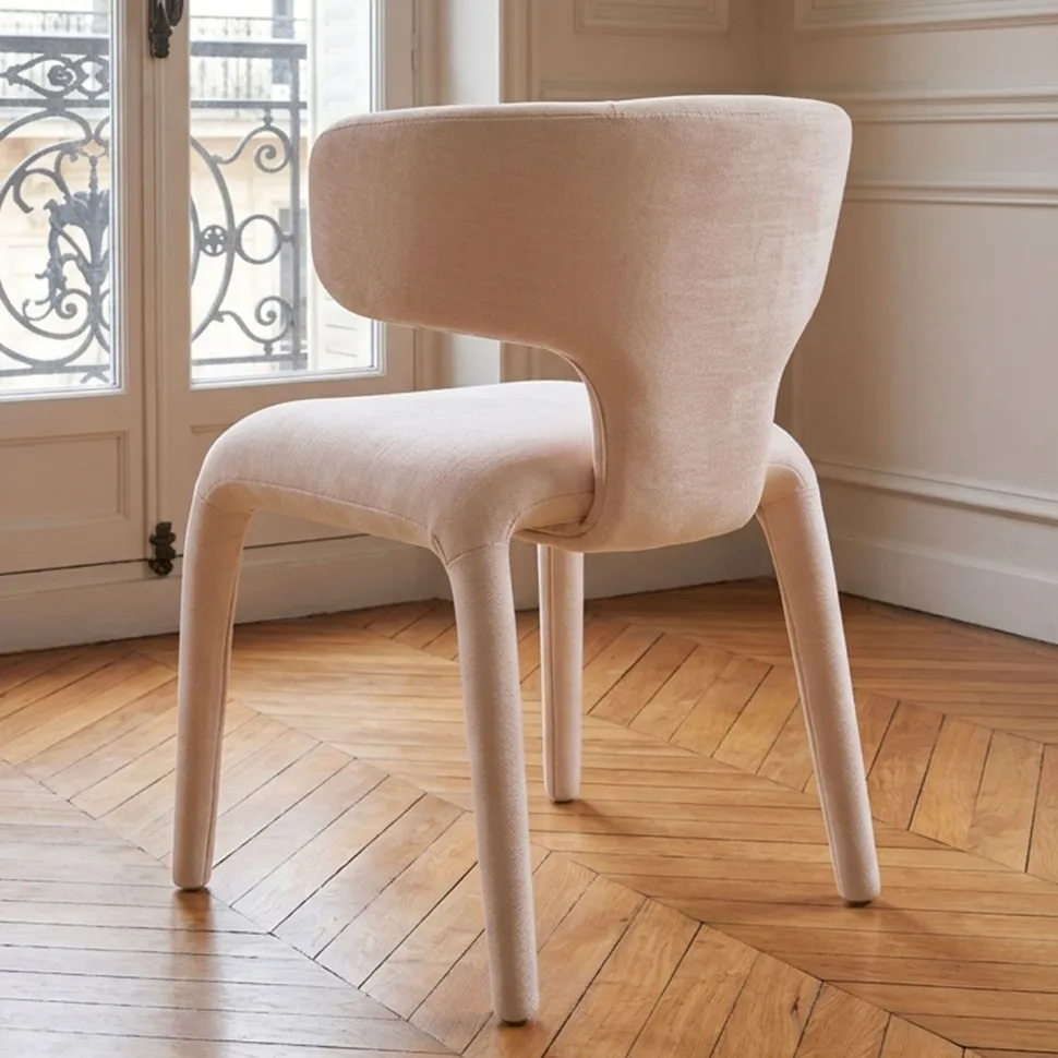 Lot de 2 chaises design dossiers arrondis Cotony Tissu Beige
