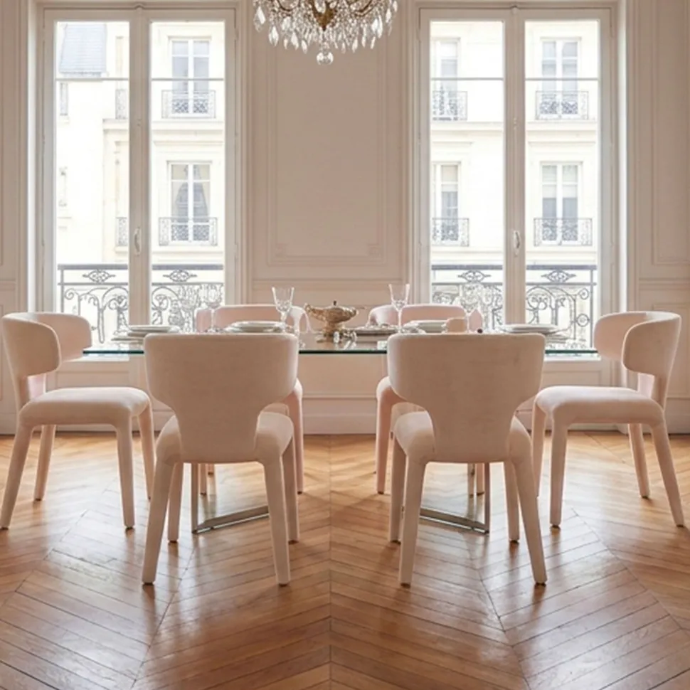 Lot de 2 chaises design dossiers arrondis Cotony Tissu Beige