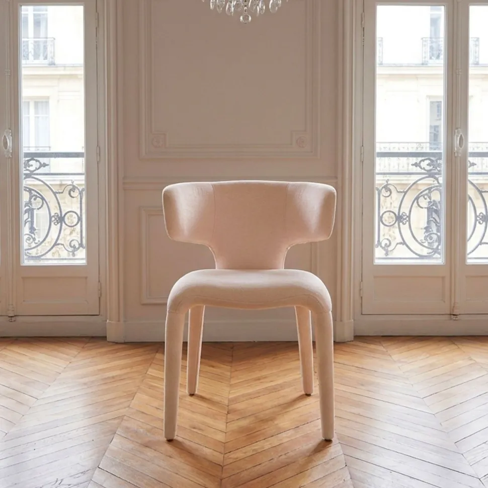 Lot de 2 chaises design dossiers arrondis Cotony Tissu Beige