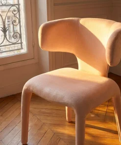 Lot de 2 chaises design dossiers arrondis Cotony Tissu Beige