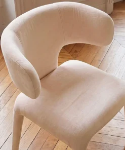 Lot de 2 chaises design dossiers arrondis Cotony Tissu Beige
