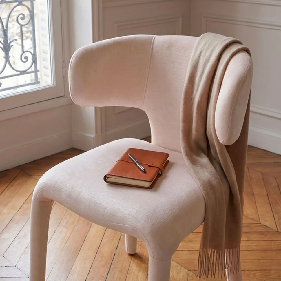 Lot de 2 chaises design dossiers arrondis Cotony Tissu Beige