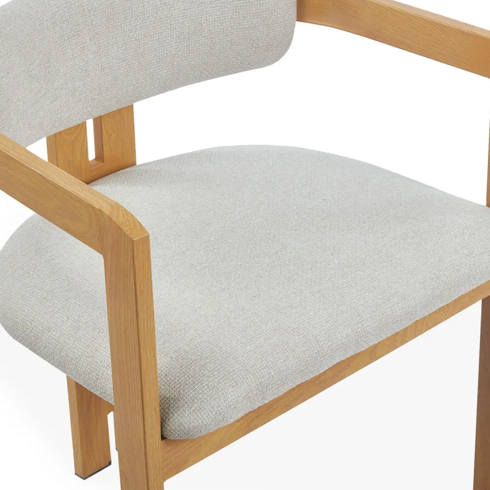 Lot de 2 chaises design Galilea Métal Effet bois clair et Tissu Beige