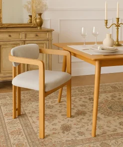 Lot de 2 chaises design Galilea Métal Effet bois clair et Tissu Beige