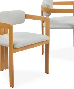 Lot de 2 chaises design Galilea Métal Effet bois clair et Tissu Beige