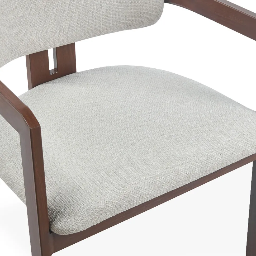 Lot de 2 chaises design Galilea Métal Effet bois foncé et Tissu Beige