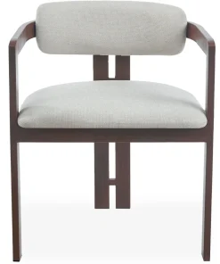Lot de 2 chaises design Galilea Métal Effet bois foncé et Tissu Beige