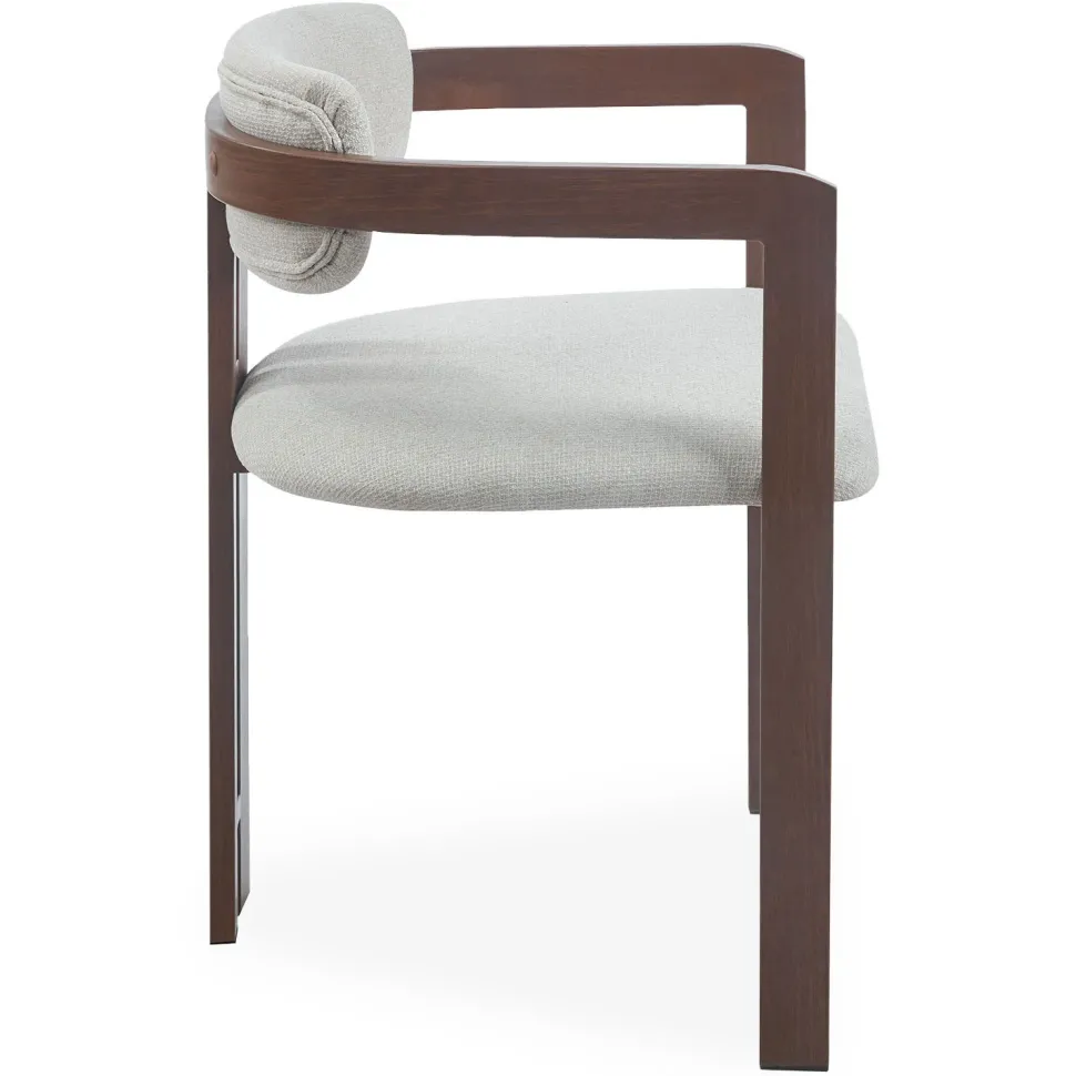 Lot de 2 chaises design Galilea Métal Effet bois foncé et Tissu Beige