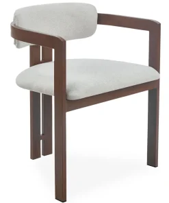 Lot de 2 chaises design Galilea Métal Effet bois foncé et Tissu Beige
