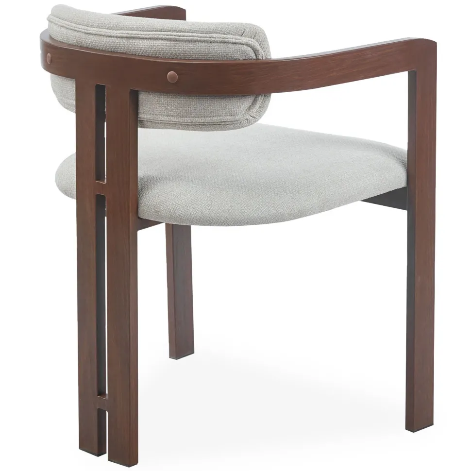 Lot de 2 chaises design Galilea Métal Effet bois foncé et Tissu Beige