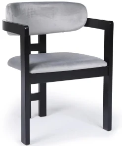 Lot de 2 chaises design Oregon Bois noir et Velours Gris