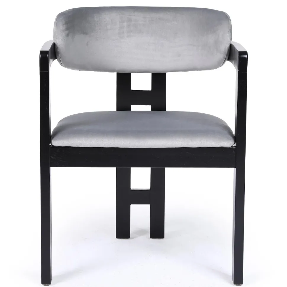 Lot de 2 chaises design Oregon Bois noir et Velours Gris