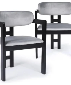 Lot de 2 chaises design Oregon Bois noir et Velours Gris