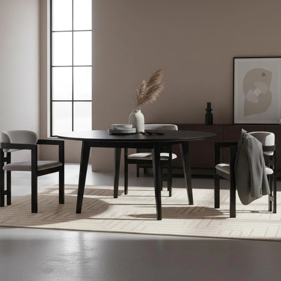 Lot de 2 chaises design Oregon Bois noir et Velours Gris