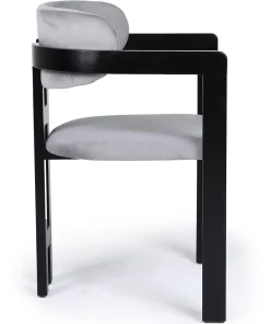 Lot de 2 chaises design Oregon Bois noir et Velours Gris