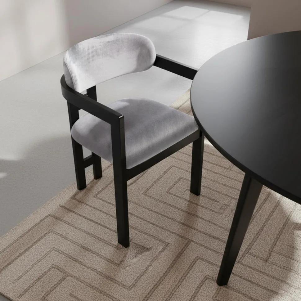 Lot de 2 chaises design Oregon Bois noir et Velours Gris
