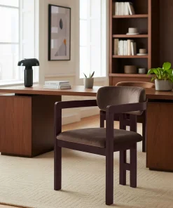 Lot de 2 chaises design Oregon Bois foncé et Velours Marron