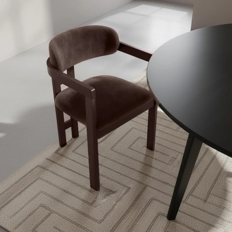 Lot de 2 chaises design Oregon Bois foncé et Velours Marron