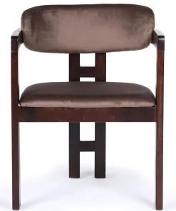 Lot de 2 chaises design Oregon Bois foncé et Velours Marron