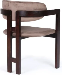 Lot de 2 chaises design Oregon Bois foncé et Velours Marron