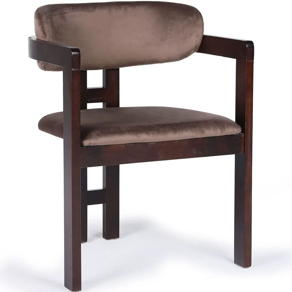 Lot de 2 chaises design Oregon Bois foncé et Velours Marron