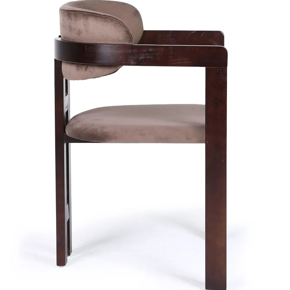 Lot de 2 chaises design Oregon Bois foncé et Velours Marron