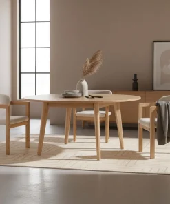 Lot de 2 chaises design Oregon Bois clair et Tissu bouclette Beige