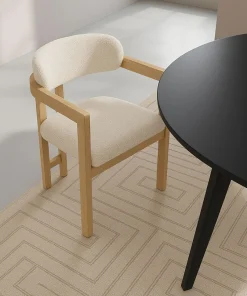 Lot de 2 chaises design Oregon Bois clair et Tissu bouclette Beige