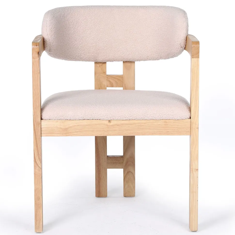 Lot de 2 chaises design Oregon Bois clair et Tissu bouclette Beige