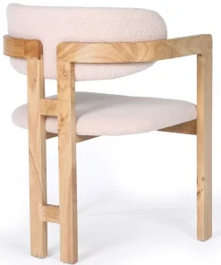 Lot de 2 chaises design Oregon Bois clair et Tissu bouclette Beige